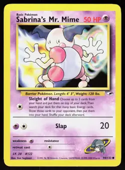 Sabrina's Mr. Mime 94/132 Common Gym Heroes Pokemon Unlimited 2-2-90 - Image 1