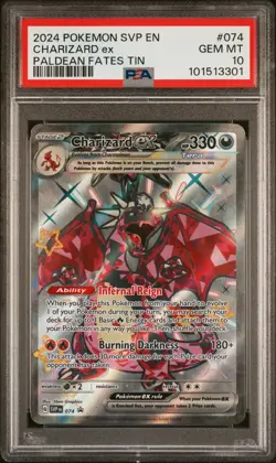2024 POKEMON SVP EN-SV BLACK STAR PROMO PALDEAN FATES TIN CHARIZARD EX PSA 10 - Image 1