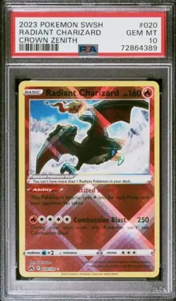 2023 Pokemon TCG Crown Zenith Radiant Charizard 020/159 PSA 10 - Image 1
