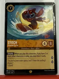 Disney Lorcana TCG Fabled - Stitch Carefree Surfer - Legendary 24/204 - Image 1