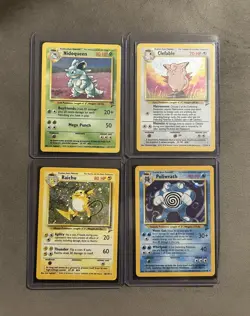Base Set 2 Holo Rare Pokemon Cards. Clefable, Poliwrath, Nidoqueen, Raichu - Image 1