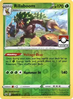 Rillaboom (Pokemon League) 014/202 League & Championship Cards Reverse Holo LP - Image 2