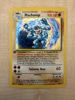 Ultra Rare Pokemon Card Shiny Machamp 1st Edition Base Set/ First Generation - Image 1