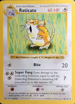 1999 Pokemon TCG - Raticate - Base Set - Uncommon Card - 40/102 - Image 1