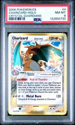 2006 POKEMON EX CRYSTAL GUARDIANS #4 CHARIZARD-HOLO PSA 8 - Image 1