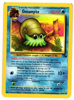 Pokemon TCG Omanyte Fossil 52/62 Regular Unlimited Common VLP - Image 1