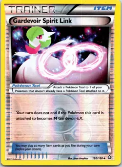 Gardevoir Spirit Link 130/160 Uncommon Primal Clash Pokemon Reverse Holo NM - Image 1
