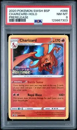 Charizard Holo Prerelease PSA 8 SWSH066 2020 Pokemon Swsh Black Star Promo RARE - Image 1