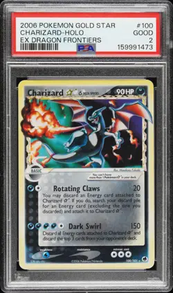 2006 Pokemon GOLD STAR EX Dragon Frontiers Charizard Holo EX PSA 2 100/101 - Image 1