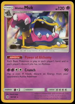 Alolan Muk 58/149 Holo Rare SM Base Set Pokemon Lightly Played - Image 1