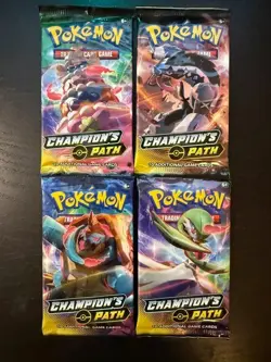 4x[FOUR] CHAMPION'S PATH Booster Packs Pokemon TCG Art Set Cards NEW SEALED 2020 - Image 1