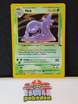 Muk 13/62 Fossil Holo Rare Pokemon TCG Vintage MP (Crease) - Image 1