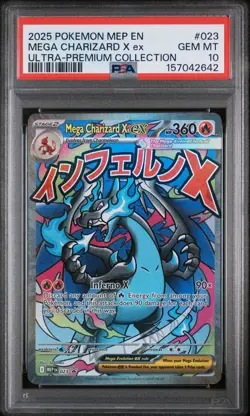 2025 POKEMON MEP EN-ME BLACK STAR PROMO #023 MEGA CHARIZARD X EX PSA 10 - Image 1