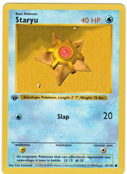 Pokemon Staryu 65/102 (1st Edition) Shadowless Never Played - Image 1