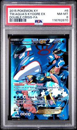 2015 POKEMON XY DOUBLE CRISIS #6 FULL ART/TEAM AQUA'S KYOGRE EX PSA 8 - Image 1