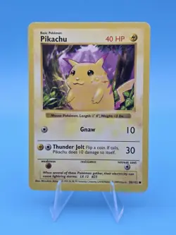 Pikachu 58/102 Common Base Set Unlimited Pokemon Heavily Played - Image 1