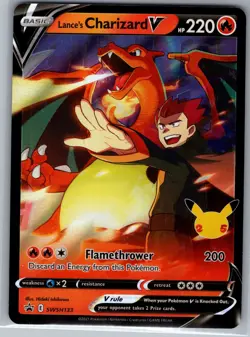 Lance's Charizard V SWSH133 - Regular Sized Black Star Promo - Pokemon Card - NM - Image 1