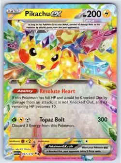 Pikachu ex 057/217 Double Rare Ascended Heroes Pokemon Holo - Image 1
