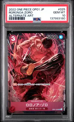 Roronoa Zoro 025 Alternate Art One Piece Japanese PSA 10 OP01 - Image 1
