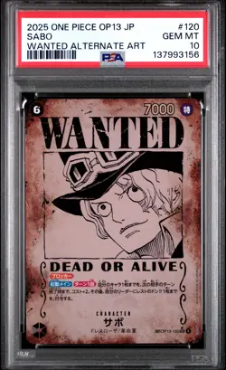 Sabo 120 Wanted Alternate Art One Piece Japanese PSA 10 OP13 - Image 1