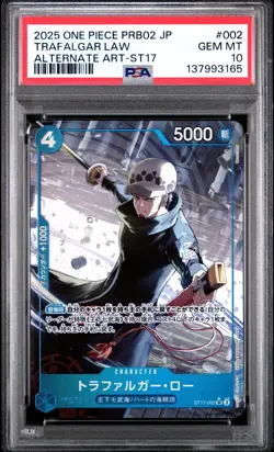 Trafalgar Law 002 Alternate Art-st17 One Piece Japanese PSA 10 PRB02 - Image 1