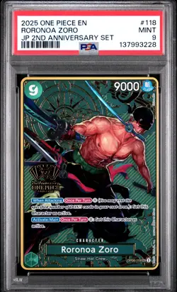 Roronoa Zoro 118 One Piece 2nd Anniversary Set One Piece Japanese PSA 9 english - Image 1