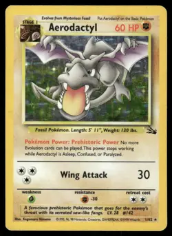 Pokemon Cards Aerodactyl 1/62 Unlimited Holo Fossil WOTC Rare HP *3 - Image 1
