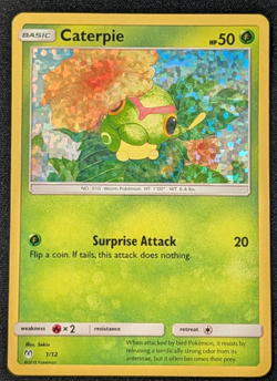 Caterpie 1/12 McDonalds Collection 2019 Holo Promo Pokemon Card Shatterfoil - Image 1