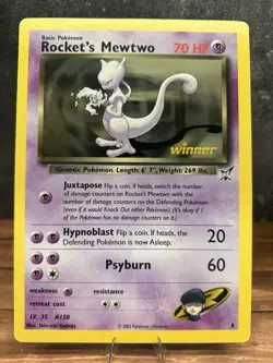 Oversized Pokemon Card 2003 Rocket's Mewtwo Jumbo Winner Promo Best Of Game - Image 1