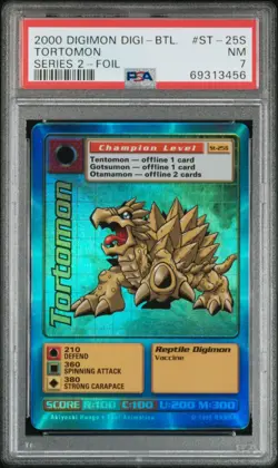 2000 Digimon Digi-Battle Card Game Series 2 Tortomon Foil ST-25S PSA 7 - Image 1