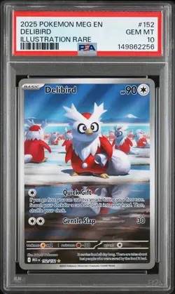 Delibird 152/132 Illustration Rare Mega Evolution Pokemon PSA 10 - Image 1