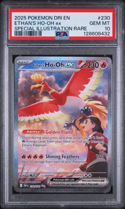 Ethan's Ho-Oh ex PSA 10 SIR 230/182 SV10 Destined Rivals Holo 2025 - Image 1