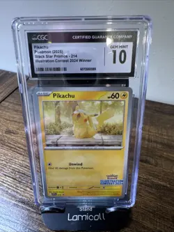 CGC 10 Pikachu Black Star Promo 214 Illustration Contest 2024 Pokemon TCG - Image 1