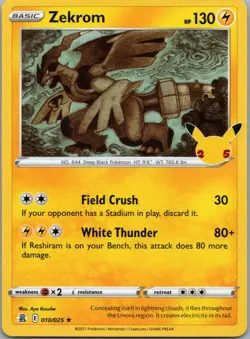 Pokemon TCG Zekrom 10/25 Celebrations Holo NM - Image 1