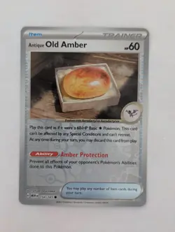 Antique Old Amber 154/165 Common 151 Pokemon Reverse Holo Near Mint - Image 1