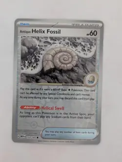 Antique Helix Fossil 153/165 Common 151 Pokemon Reverse Holo Near Mint - Image 1