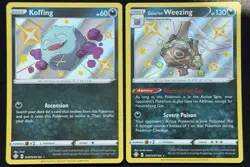 Pokemon TCG Shining Fates Koffing SV076/SV122 Galarian Weezing SV077/SV122 Shiny - Image 1