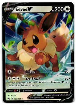 Eevee V 108/159 - 🌊 Crown Zenith Pokemon TCG Holo 🖤 - LP - Image 1