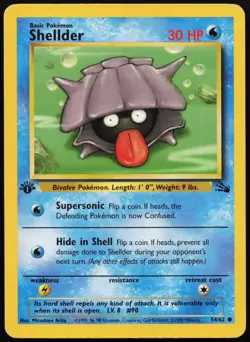 Shellder 54/62 Common Fossil Pokemon 1st Edition MP - Image 1