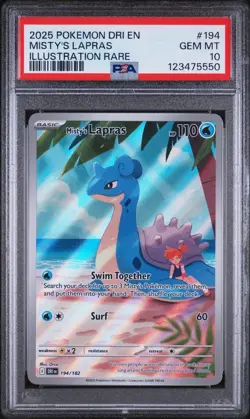 PSA 10 Mistys Lapras 194/182 Destined Rivals Illustration Rare Pokemon - Image 3