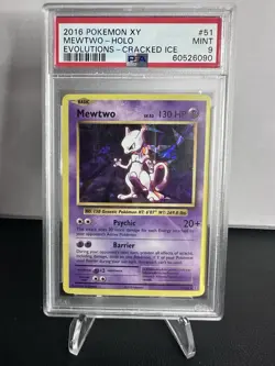 2016 Pokemon XY Evolutions Mewtwo #51 Cracked Ice Holo PSA MINT 9 - Image 1
