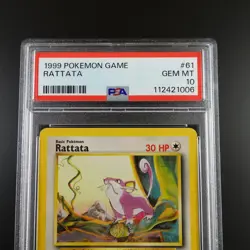PSA 10 Rattata 61/102 Pokemon Base Set 1999 Non Holo Graded Card - Image 2