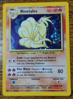 Ninetales 12/102 4th print 1999-2000 Holo Base Set Unlimited Pokemon Card MP ^ - Image 1
