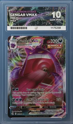 ACE 10 Gengar VMAX 157/264 Fusion Strike Holo Pokemon Gem Mint Graded Card - Image 1