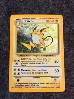 Pokemon TCG Raichu Base Set 14/102 Holo Unlimited Holo Rare NM/LP - Image 1