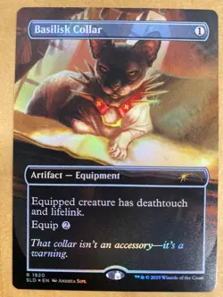 MTG 1x RAINBOW FOIL Basilisk Collar 1920 Secret Lair Magic the Gathering x1 NM - Image 1