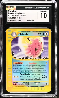 Clefable 007/165 2000 Pokemon Expedition Base Set Reverse Holo Rev Foil CGC 10 - Image 1