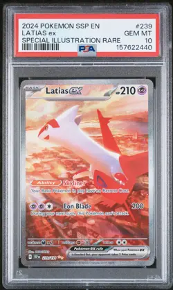 2024 POKEMON SSP EN-SURGING SPARKS SPECIAL ILLUSTRATION RARE LATIAS EX PSA 10 - Image 1