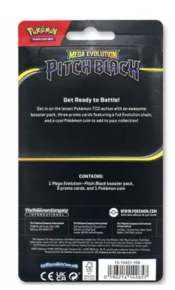 Mega Evolution—Pitch Black Pokemon TCG Booster Pack w/ 3 Promo Cards & Coin - Image 2