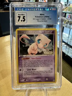 Pokemon EX Legend Maker Mew 2006 Reverse Holo Foil 10/92 CGC Near Mint 7.5 - Image 1